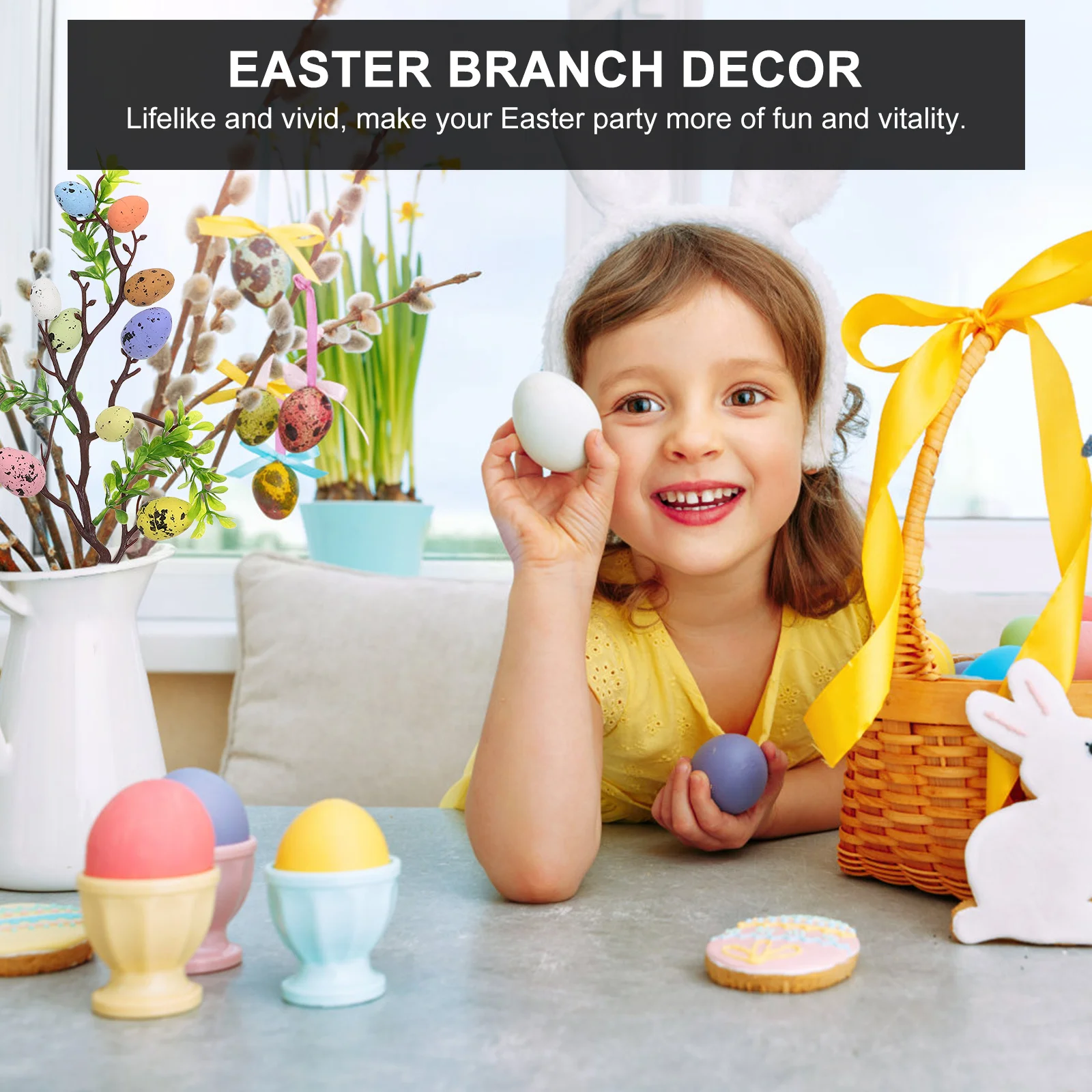 

Artificial Easter Speckled Egg Stem Branch Easter Decoration Party Supplies Flower Arrangement Home Decor