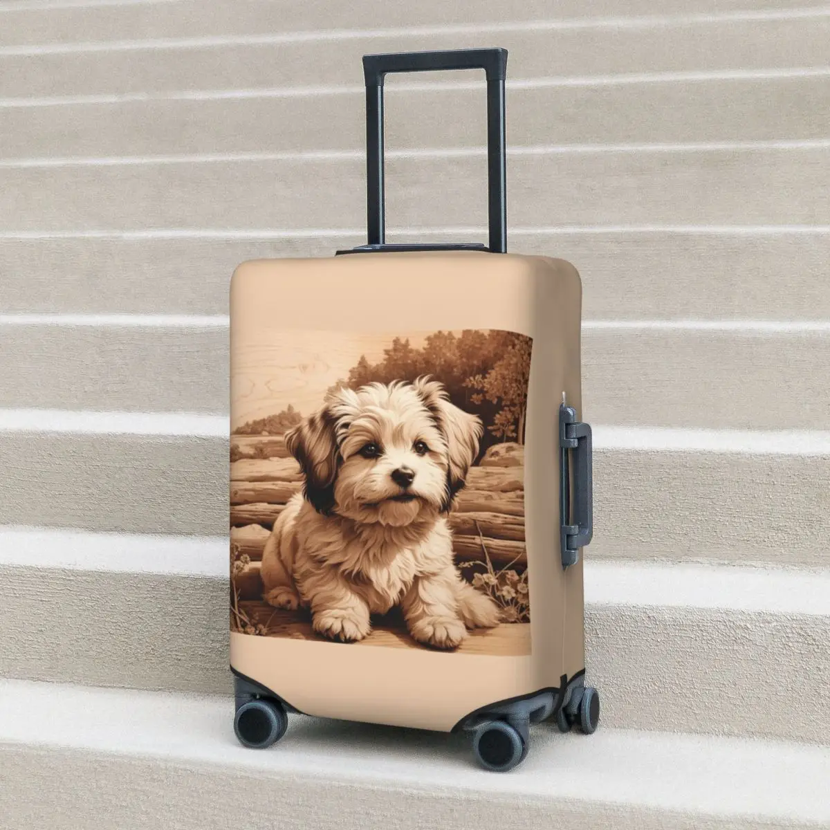 

Havanese The Joyful Spirit Of Wood Suitcase Cover Protection Elastic Trip Luggage Protector Covers for 18-32 Inch