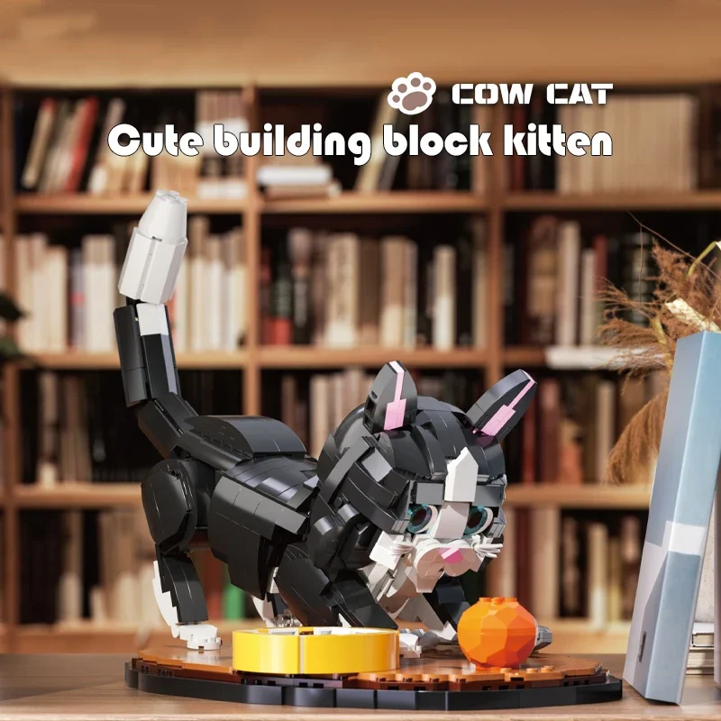 

1200PCS Cow Cat Building Blocks Diy Cute Cat Display Model Bricks Desktop Collection Diy Education Toys For Kids Holiday Gifts