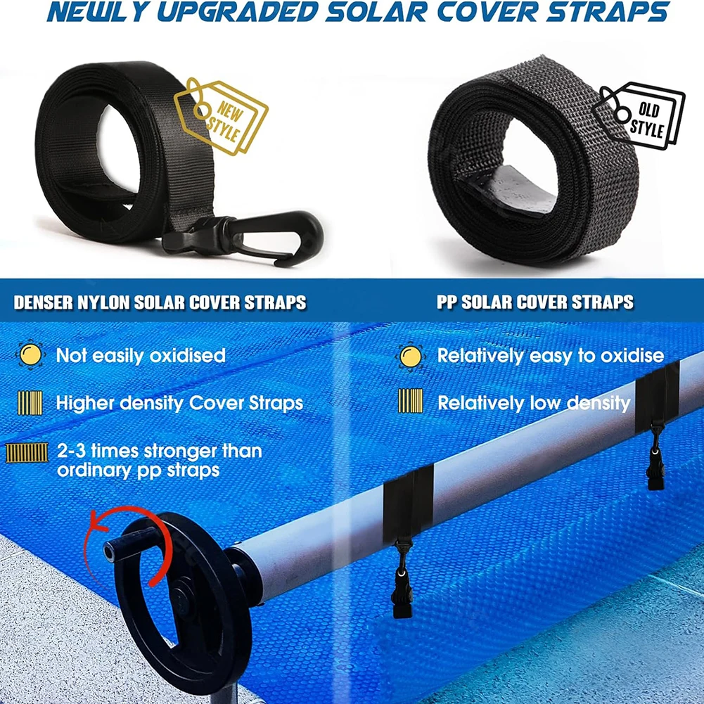 

Easy Install Pool Cover Strap Protection Compatible Roller 176.5cm 69.48in Belt System Longevity In Use Quick Access