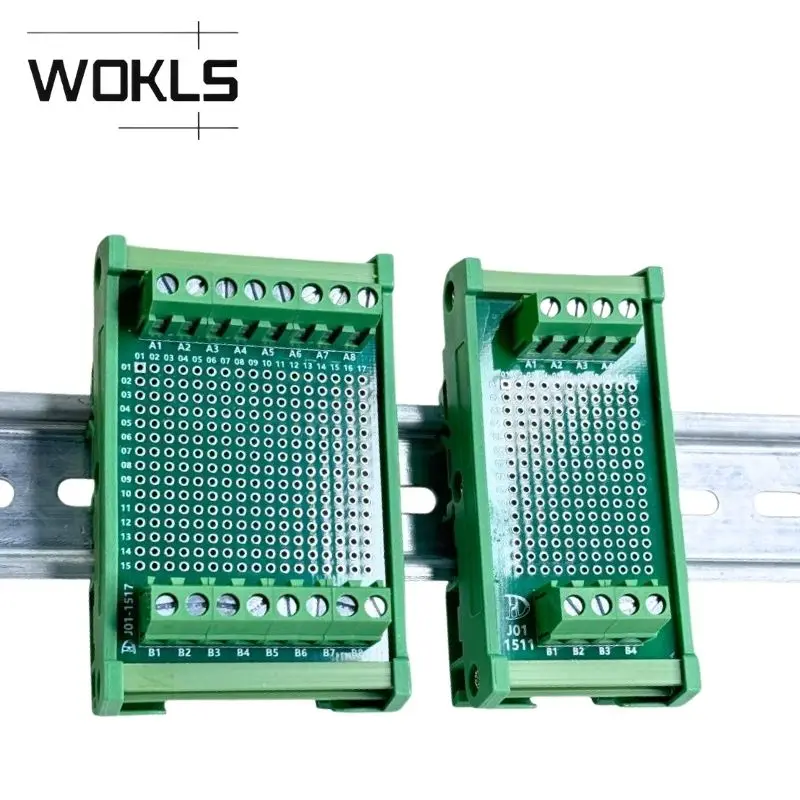 DIN Rail Mount Universal Circuit Test Board with Terminal Block Protoboard PCB Experiment Adapter Board Multiple Sizes Available