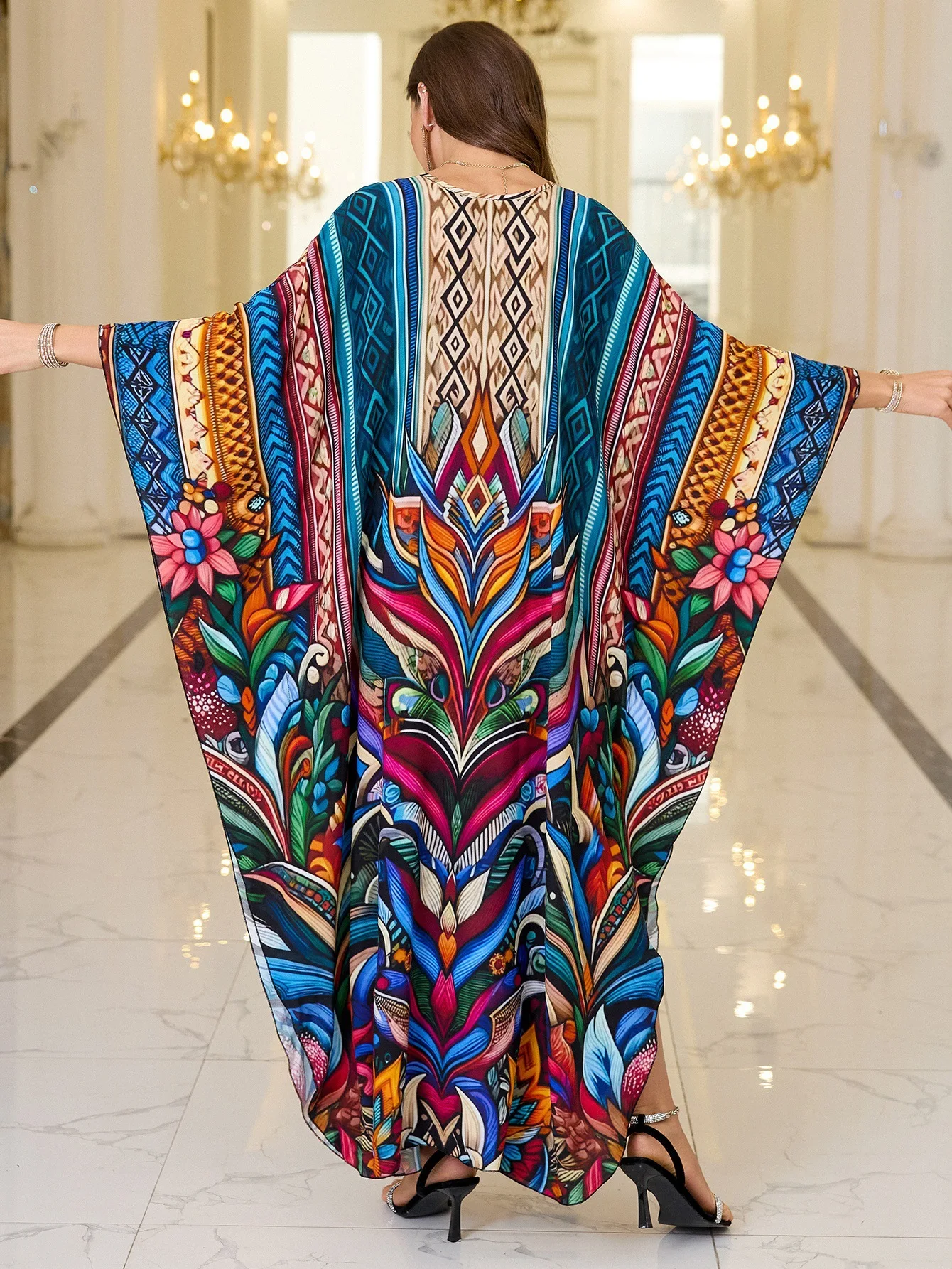 Plus Size Women Kaftan Dresses V-Neck Batwing Sleeves Beach Cover Up 2025 Summer Floral Print Caftan Dress - AliExpress 200000345 Plus Size Women Kaftan Dresses V-Neck Batwing Sleeves Beach Cover Up 2025 Summer Floral Print Caftan Dress - AliExpress 200000345