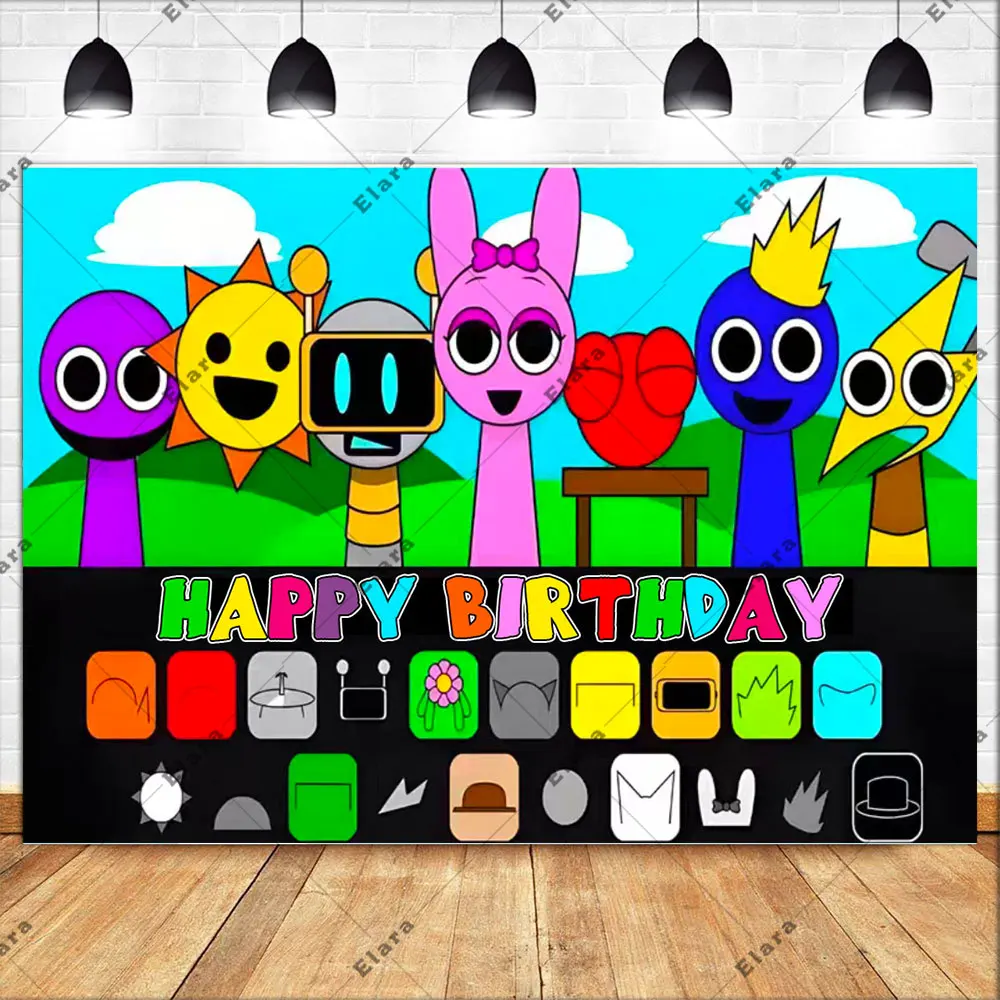 Cartoon Hot Game Incredibox-Sprunki Children's Birthday Party Decor Baby Shower Background Banner Photo Shoot Props Kids Gifts