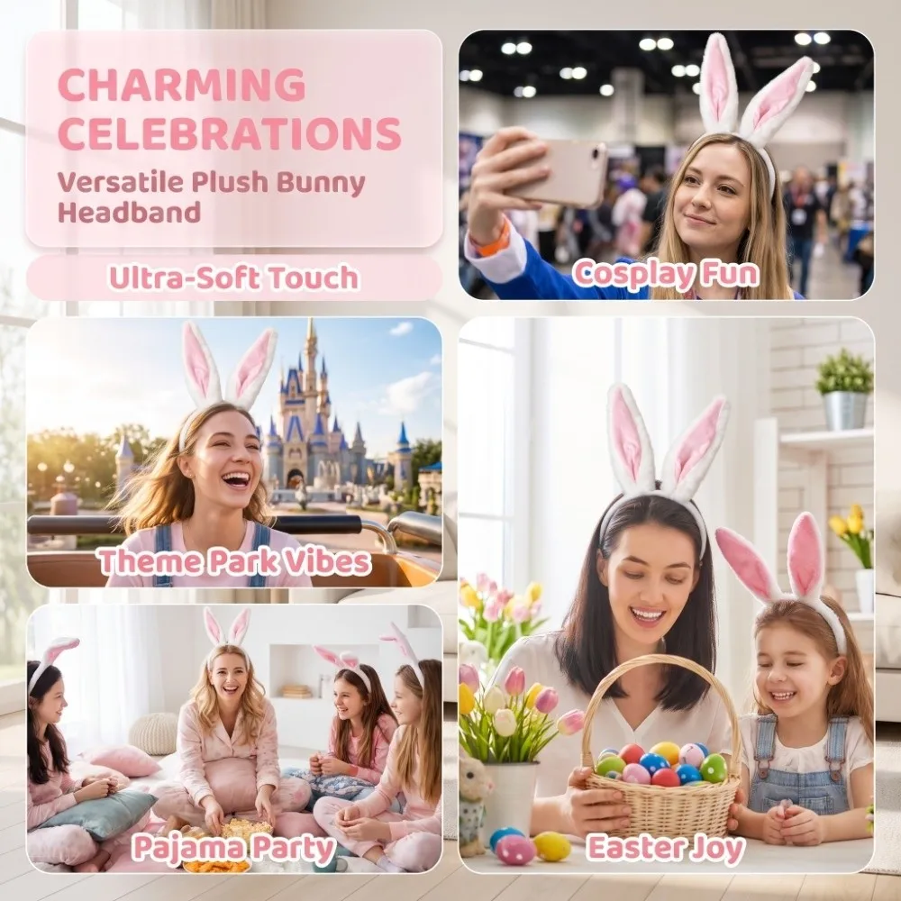 Cute Bunny Ear Hair Hoop Dress-Up Cosplay Halloween Decorative Headband Comfort Sweet Long Rabbit Ears Headband Celebration