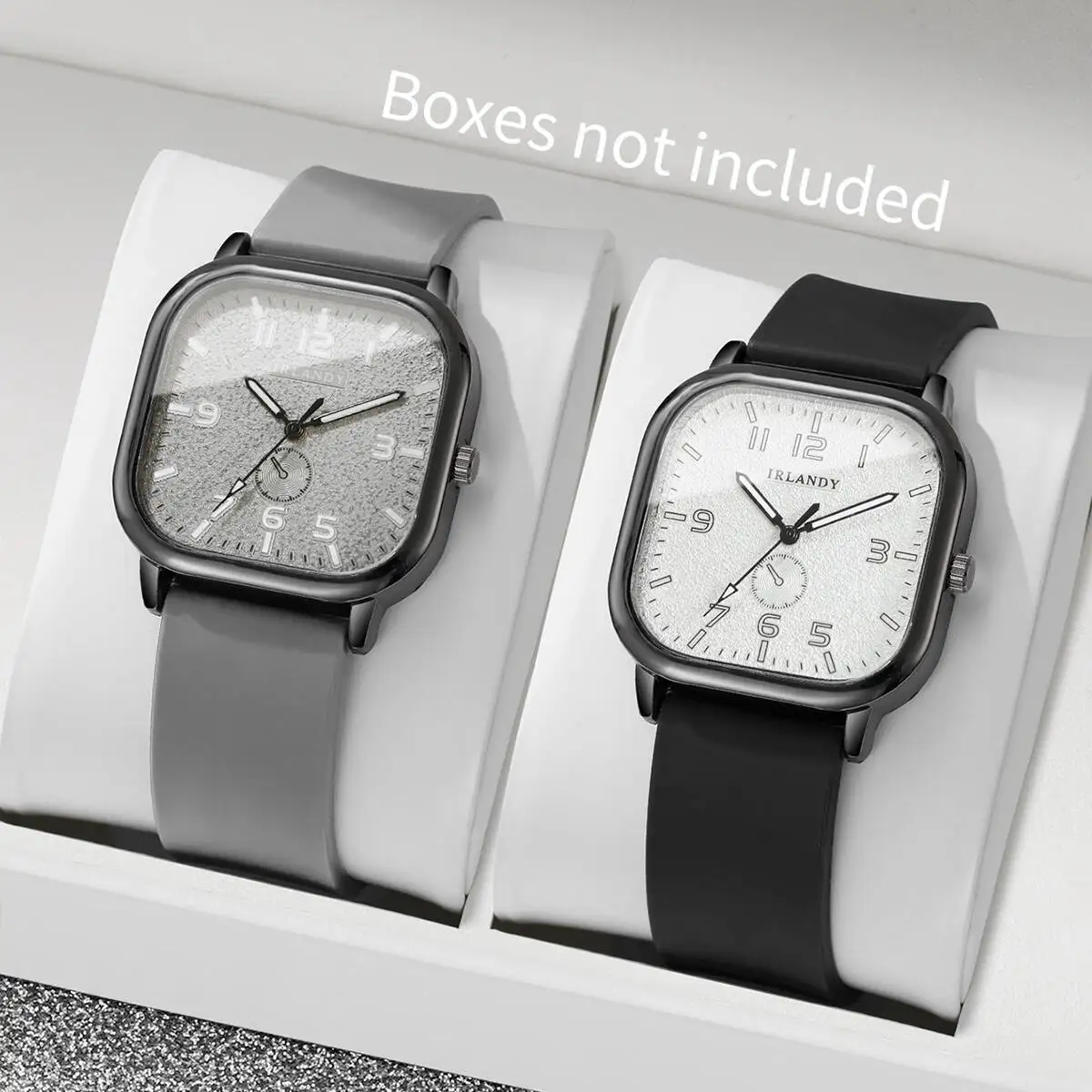 2PCS Fashion Square Women Quartz Watch Casual Silicone Strap Watches For Men Women Students Reloj MujerWithout Box