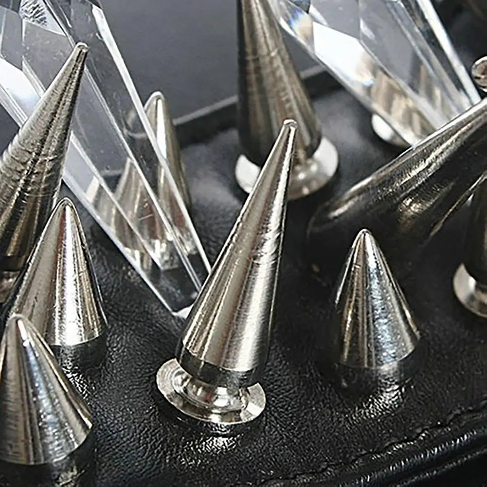 100Pcs 9.5mm Punk Silver Cone Spikes Screwback Studs DIY Craft Cool Rivets Punk Rivets for DIY Bags Clothes Spike Handcraft