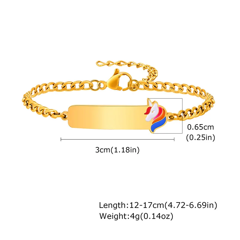 Bracciale per bambini con nome personalizzato in acciaio inossidabile 365 con testo fai-da-te a forma di cartone animato per regalo di gioielli di compleanno regolabile per bambini
