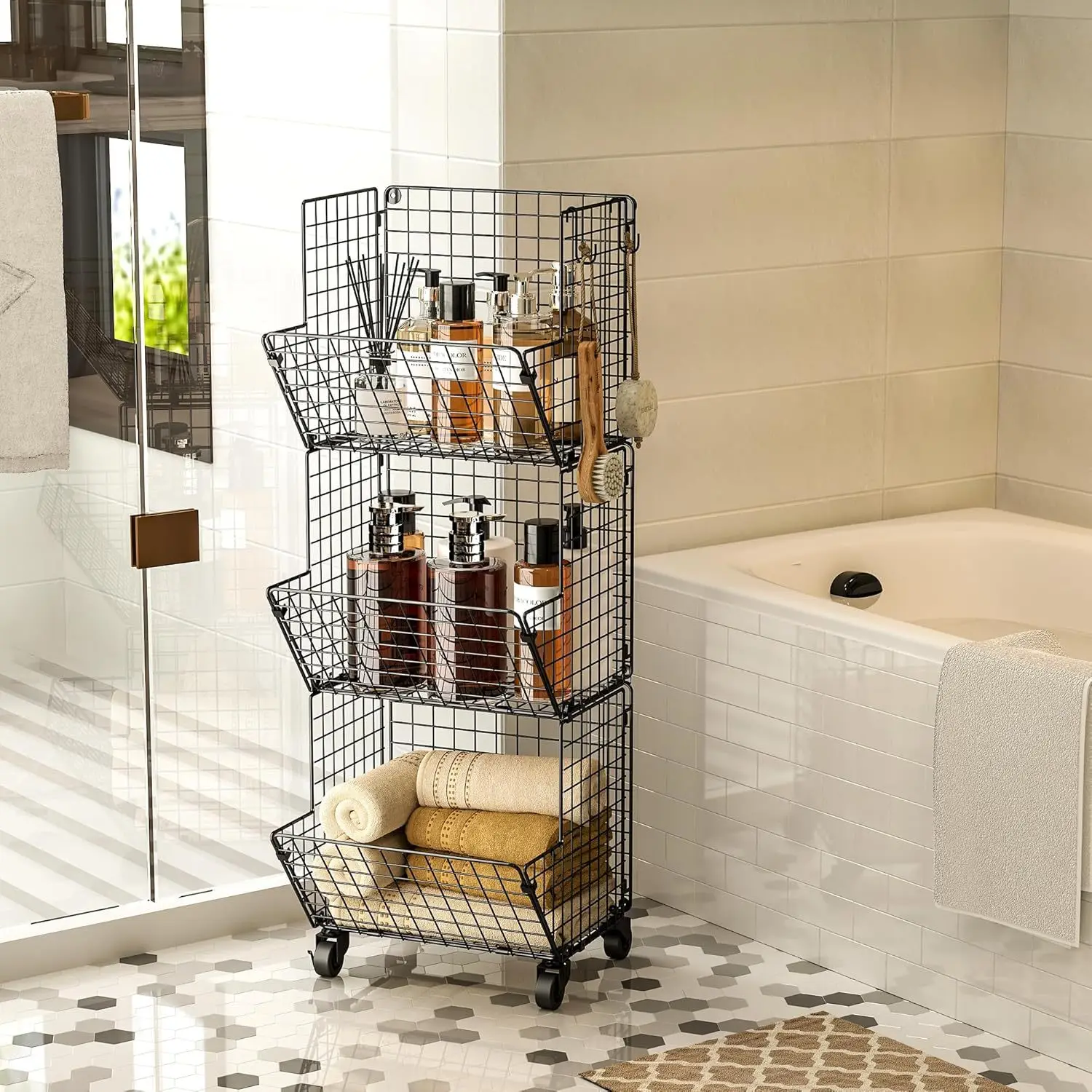 Cross-border trolley rack floor-to-ceiling kitchen bathroom multi-layer storage rack snacks fruit toiletries storag