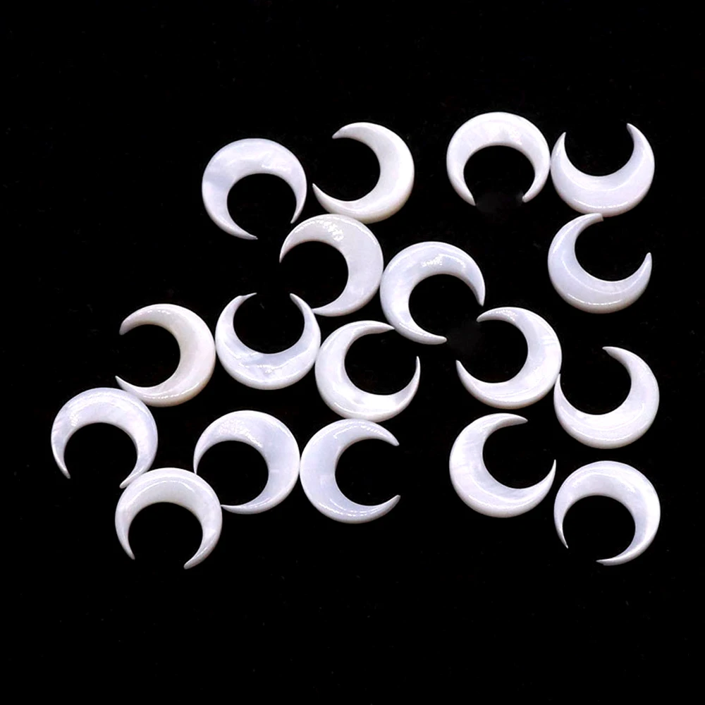 Natural Freshwater Shell Beads Moon Shape White Shell No Hole Loose Beads for Jewelry Making DIY Necklace Earring Accessories
