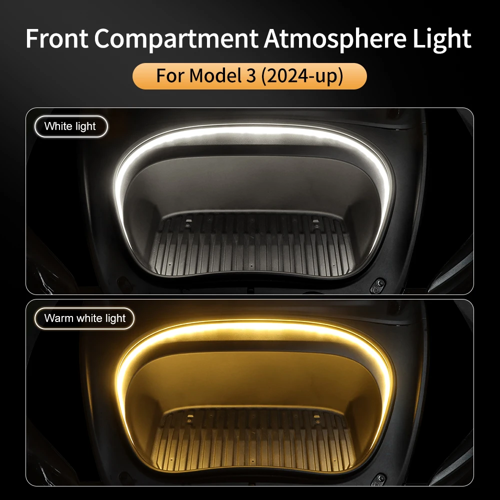 For Tesla Model 3 Highland 2024 2025 2026 Front Trunk Brighten LED Strip Waterproof Flexible DIY Flexible Front Rear Trunk Light
