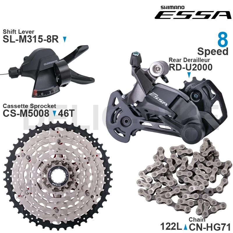 shimano-essa-groupset-rear-derailleur-rd-u2000-sl-m315-8r-cn-hg71-original-parts-and-cassette-sugek-cs-m5008-46t