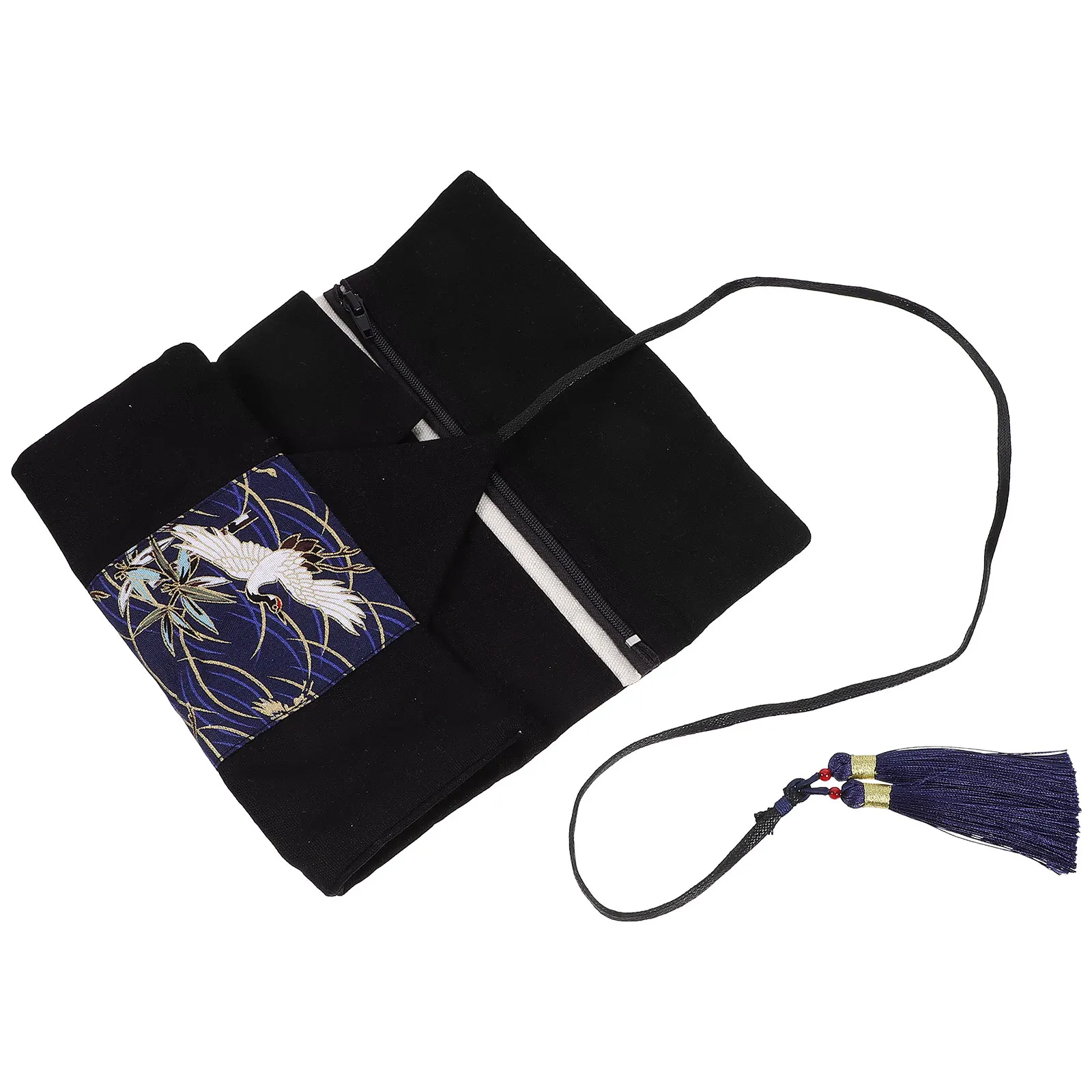 

Canvas Rolling Pencil Bag Fabric Case Multifunctional Zipper Eco Friendly Kids Stationery Storage Chinese Style
