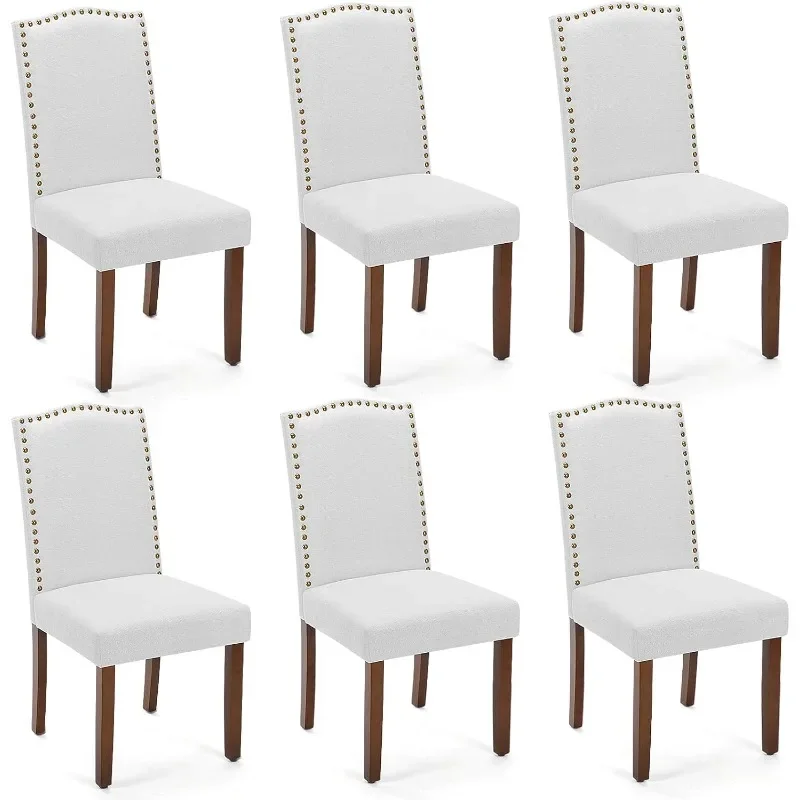 

Modern Upholstered Fabric Dining Nailhead Trim and Wood Legs, Mid-Century Accent Dinner Chair for Living Room, Kitchen