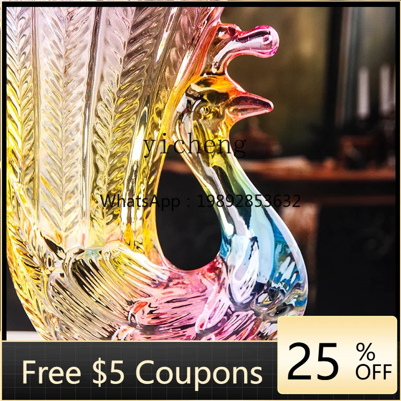 

ZZ crystal glass peacock vase glazed colorful home European vase home decoration