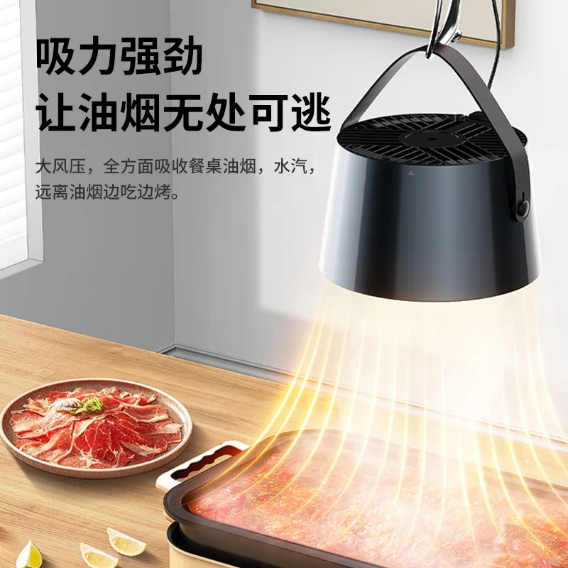 Desktop Mini Range Hood Hot Pot Bbq Grill 3 Gears Fan Adjustable Portable Range Hood With Foldable Rack