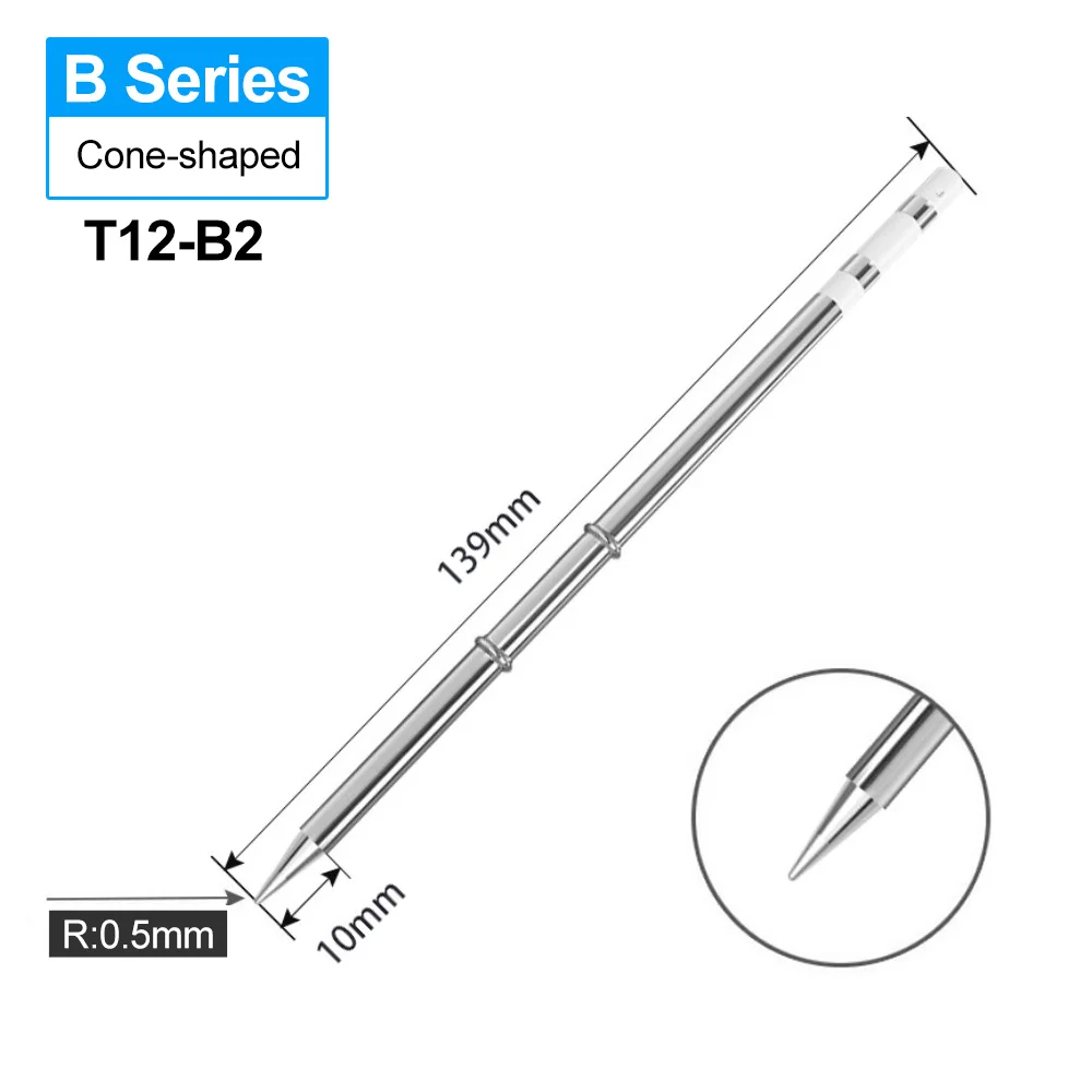 T12  Cone-Shaped Soldering Iron Tips T12-B T12-B2 T12-BL for Hakko FX951 FX950 FM203 STC T12OLED DIY Welding Station