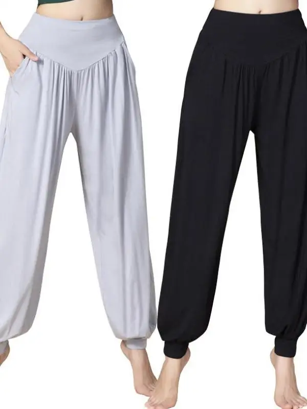 Pantaloni da yoga larghi a vita alta Pantaloni da lanterna da ballo Pantaloni lunghi da strada Materiale sottile Primavera 2023 Tendenza moda
