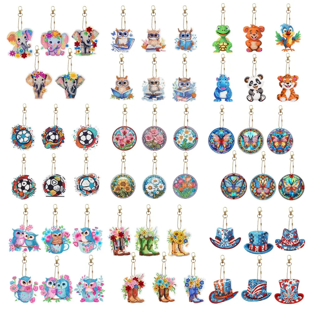 New DIY Diamond Painting Keychain elephant Owl Pendant Cute cartoon Mosaic Diamond Embroidery pendant backpack pendant gift