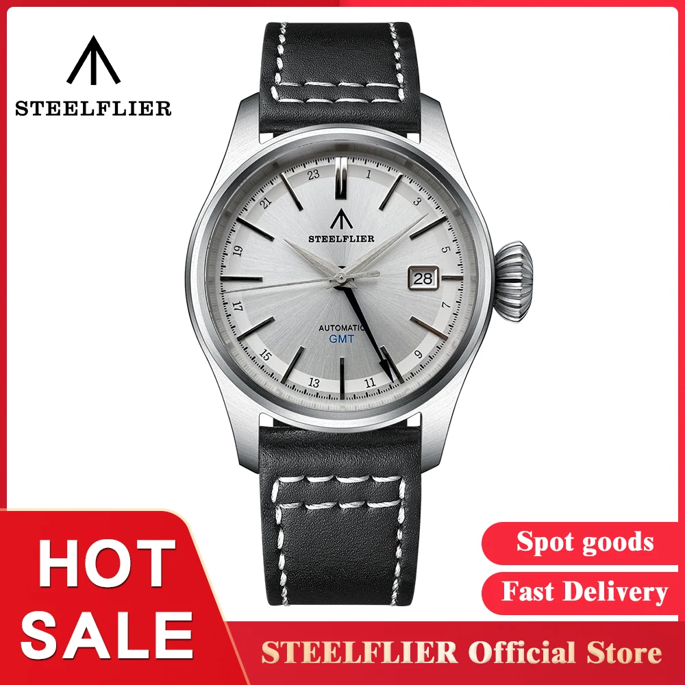 STEELFLIER oficial SF790 GMT reloj mecánico 4 punteros espejo de zafiro NH34 movimiento moda 200M impermeable reloj de pulsera de lujo