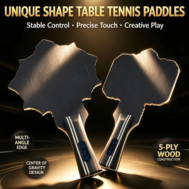 Special Shape Table Tennis Blade 5-Ply Solid Wood Ping Pong Paddle Base Irregular Creative Racket for Entertainment Shooting