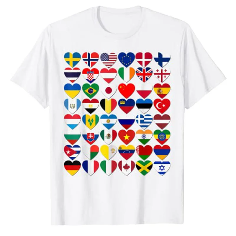 أعلام دول العالم، هدية دولية تي شيرت مضحك العلم طباعة الجرافيك تيز بلايز الجغرافيا عاشق الملابس