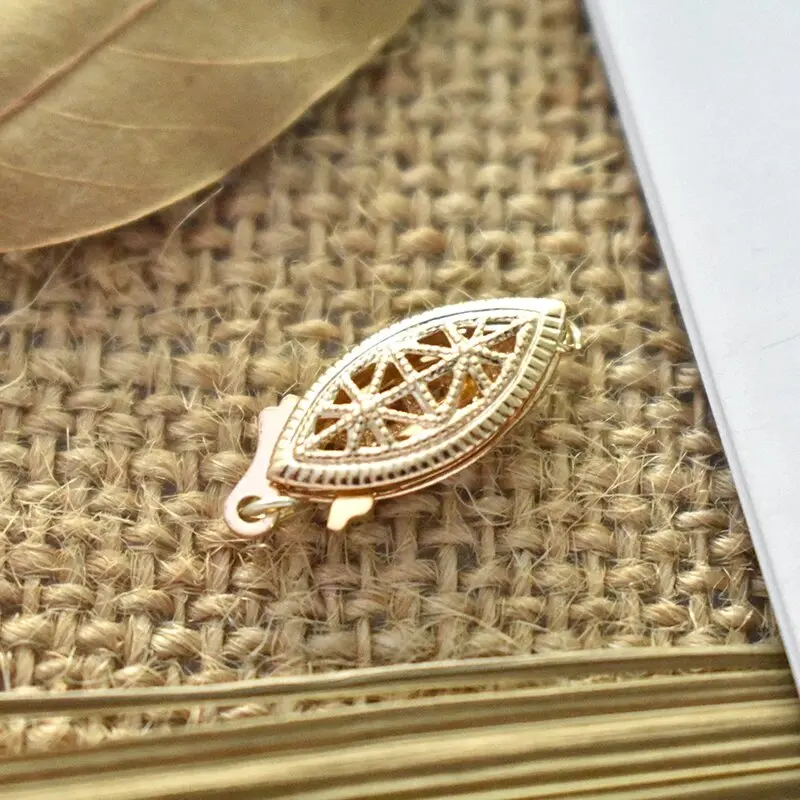 14K Gold gefüllter ovaler filigraner Perlenverschluss, Goldknopf, Schmuckzubehör, Zubehör für Armbänder, Halskettenherstellung – Detail 14
