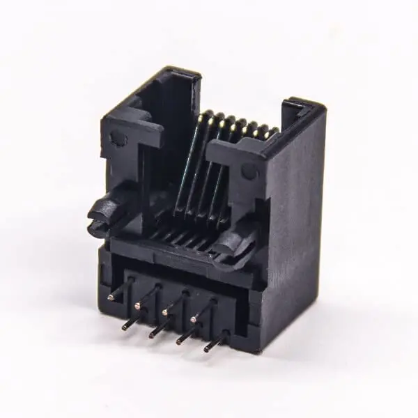  30PCS RJ45 Angled Connector 8P8C Black Plastic Unshielded Jack PCB Mount
