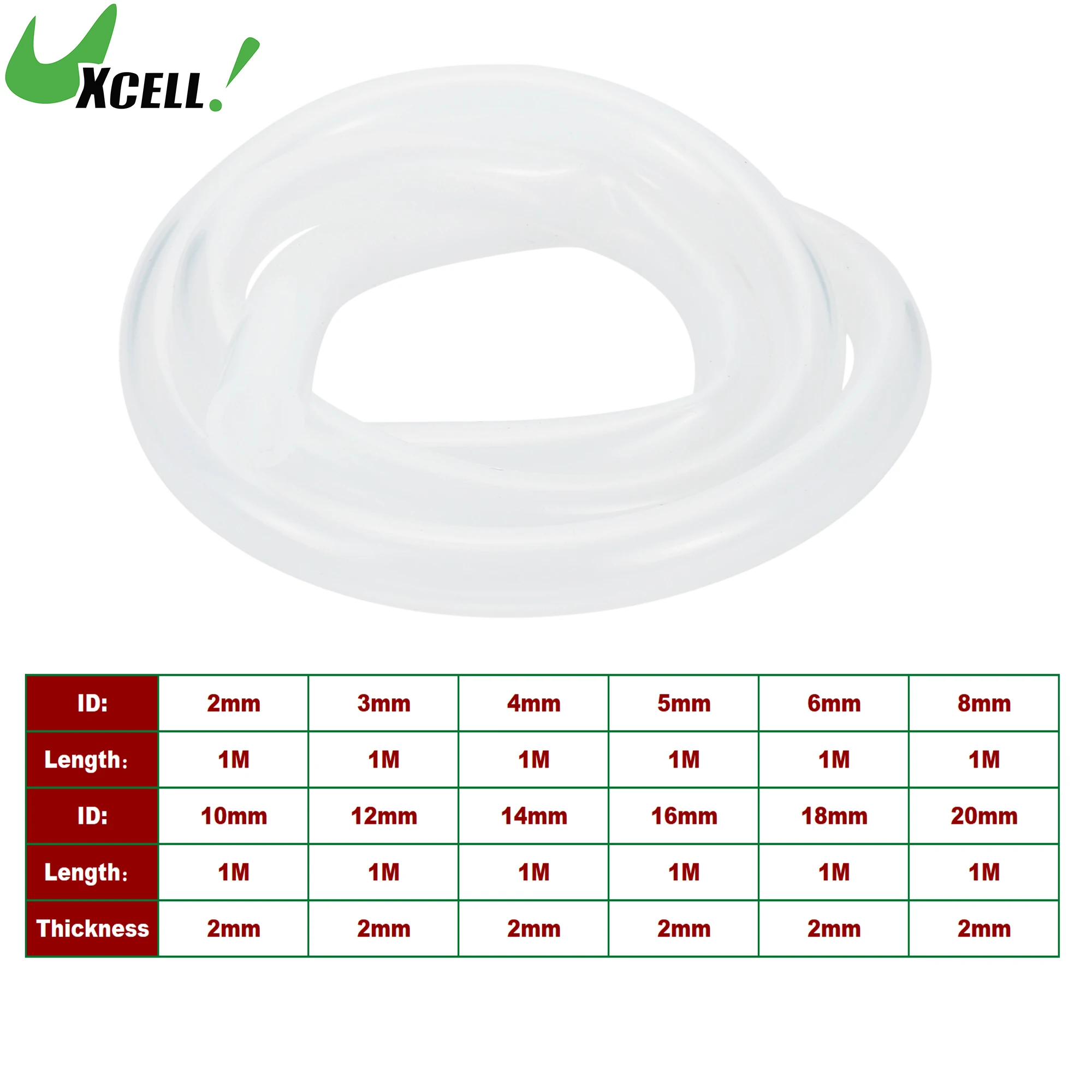 

UXCELL 1M Long Silicone Vacuum Tubing Hose Engine Car Vacuum Line Silicone High Temperature 2mm-20mm ID 2mm Thickness Clear