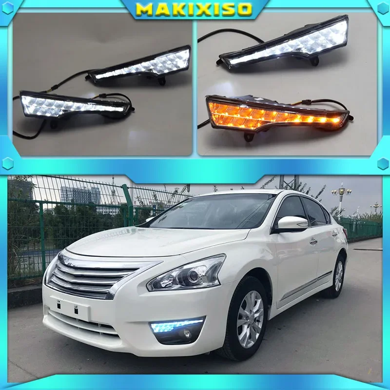 

Автомобиль 1 пара DRL для Nissan Teana Altima 2013 2014 2015 2016 дневные ходовые огни противотуманные фары крышка фары 12 В дневного света