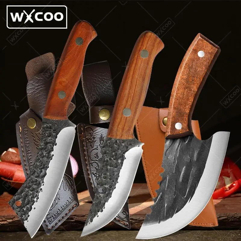 

Boning Knife Hande Forged Stainless Steel Professional Chef Knife Meat Cutting Knives Kitchen Cleaver Butcher Knife Wood Handle