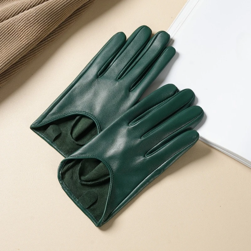 New Style Sheepskin Gloves Women Leather Thin Single Layer Unlined Hollow Breathable Riding Motorcycle Gloves Spring and Summer