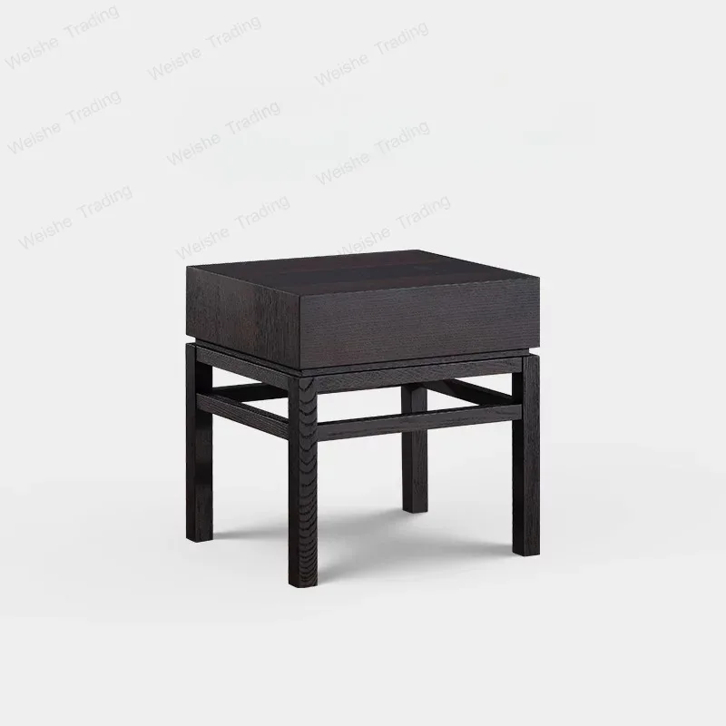 Italian modern bedroom storage sideboard Nordic minimalist storage smoked solid wood bedside table
