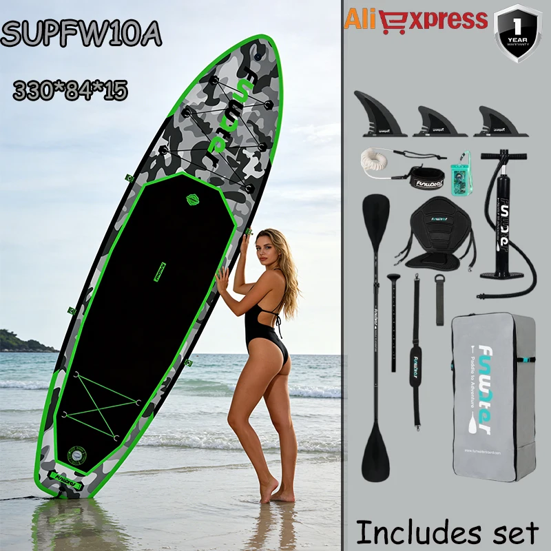 Funwater SUPFW10A Ultraleichtes aufblasbares Paddleboard 330*84*15 cm, PVC-Material, Wassersport für Erwachsene, Yoga, Angeln, Reisen, Meeres-Surfen, rutschfestes Paddleboard