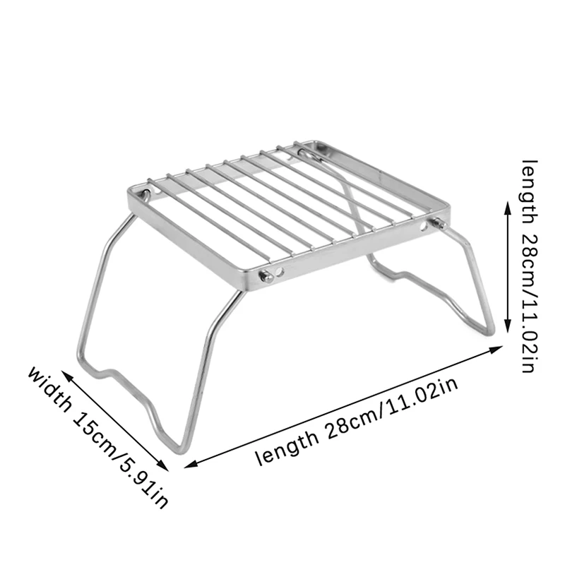 Baking Pan Folding Stand Outdoor Stainless Steel Stove Holder Camping Portable Folding Mini Barbecue Rack