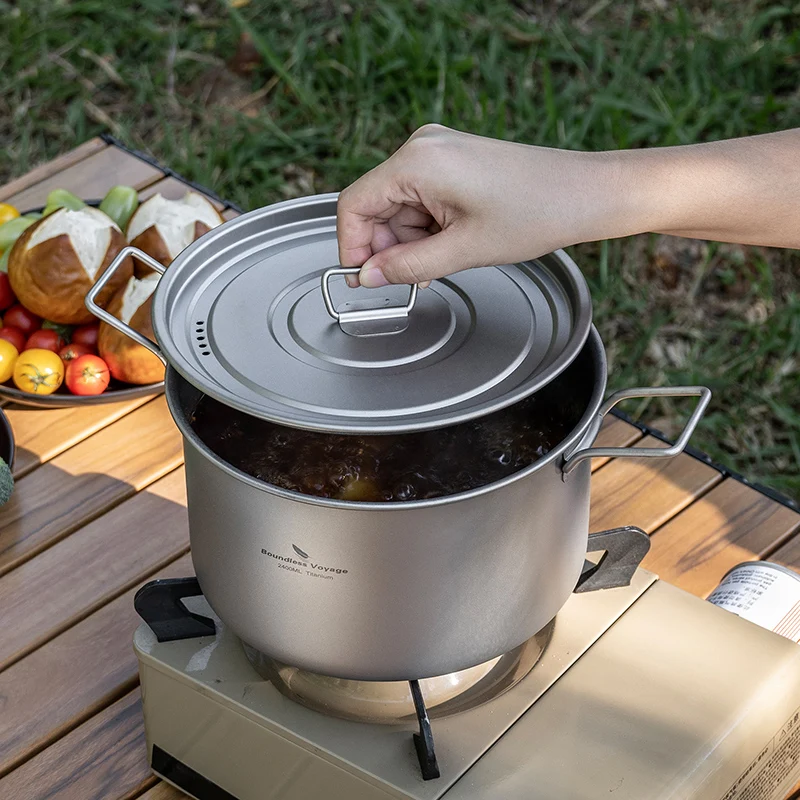 Boundless Voyage 1,2 l 1,8 l 2,4 l Titan-Topf 0,7 l Camping-Wasserkocher Kochgeschirr Outdoor tragbares stapelbares ultraleichtes Koch-Mess-Set – Detail 9