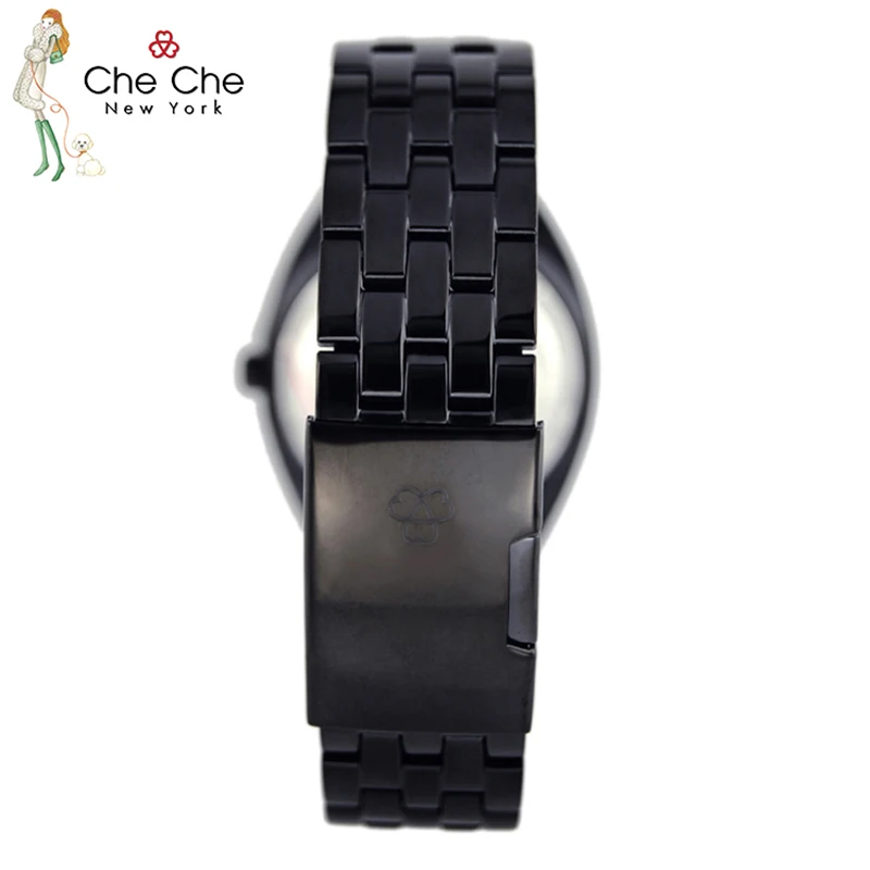 CHECHE-relojes de cuarzo unisex, correa de acero inoxidable genuina, modelos de estrellas, caja de regalo, CC015