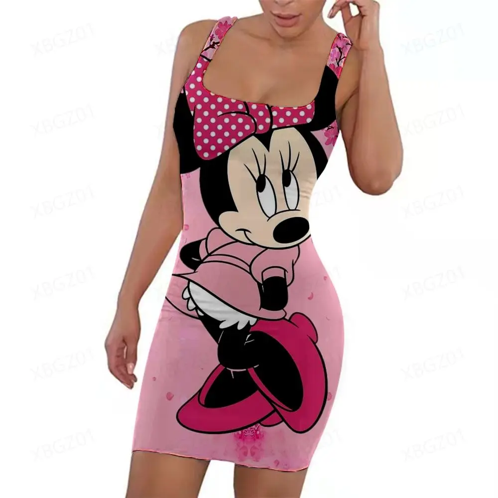 

Disney Summer Dresses Woman 2022 Minnie Mouse Tight Fashion Elegant Dresses for Women Casual Top Sexy Women's Summer Dress Party