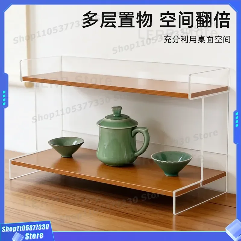 Clear Acrylic Step Cup Rack Multi Layer Display Stand for Tea Set Water Mugs Desktop Organizer Storage Shelf Home Kitchen