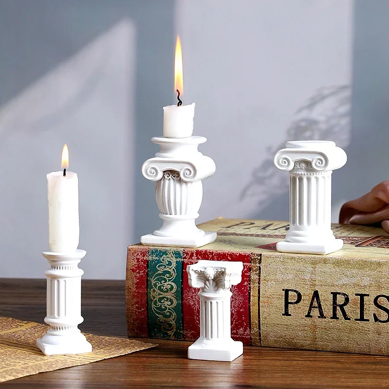 Moderner Kerzenständer, griechisch inspirierte Säule, Aromatherapie-Kerzenhalter, römische Säule, Herzstück, Dekor