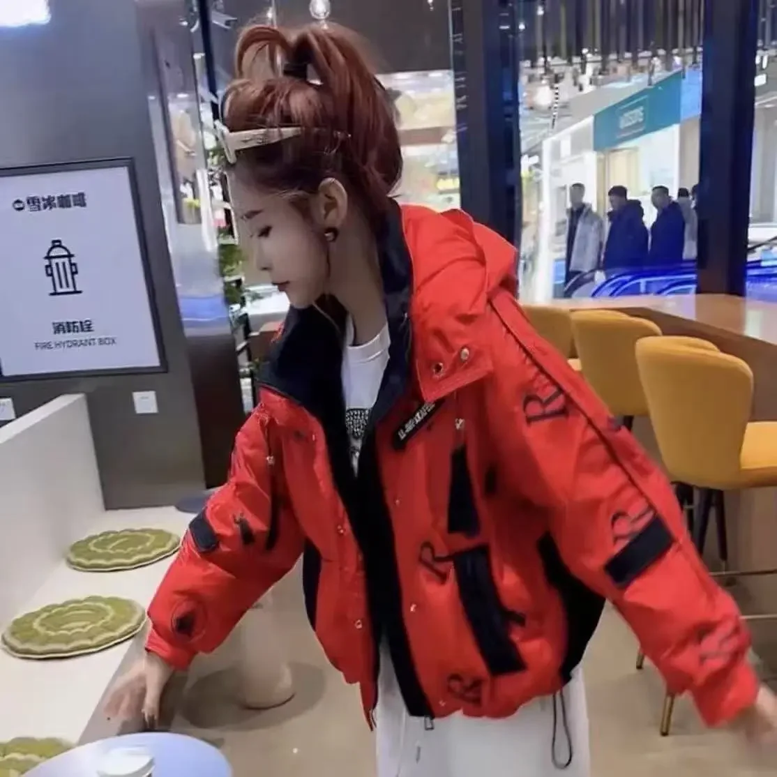 Winter Women's Down Jacket Striped Hooded Short Bread Jacket Down Coats Fashion Outerwear Comfortable Warm Women Jacket