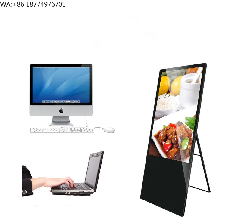 

55-дюймовый цифровой рекламный киоск для помещений | Напольный рекламный дисплей с анимацией, USB/WiFi, водонепроницаемый, с функцией отображения информации