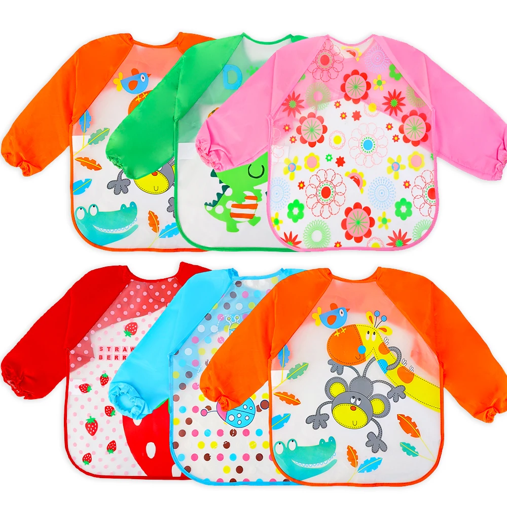 EVA Baby Long Sleeve Smock Is Suitable for 0-4 Year Old Children To Eat Without Washing Bib Cartoon Waterproof Anti-dressing