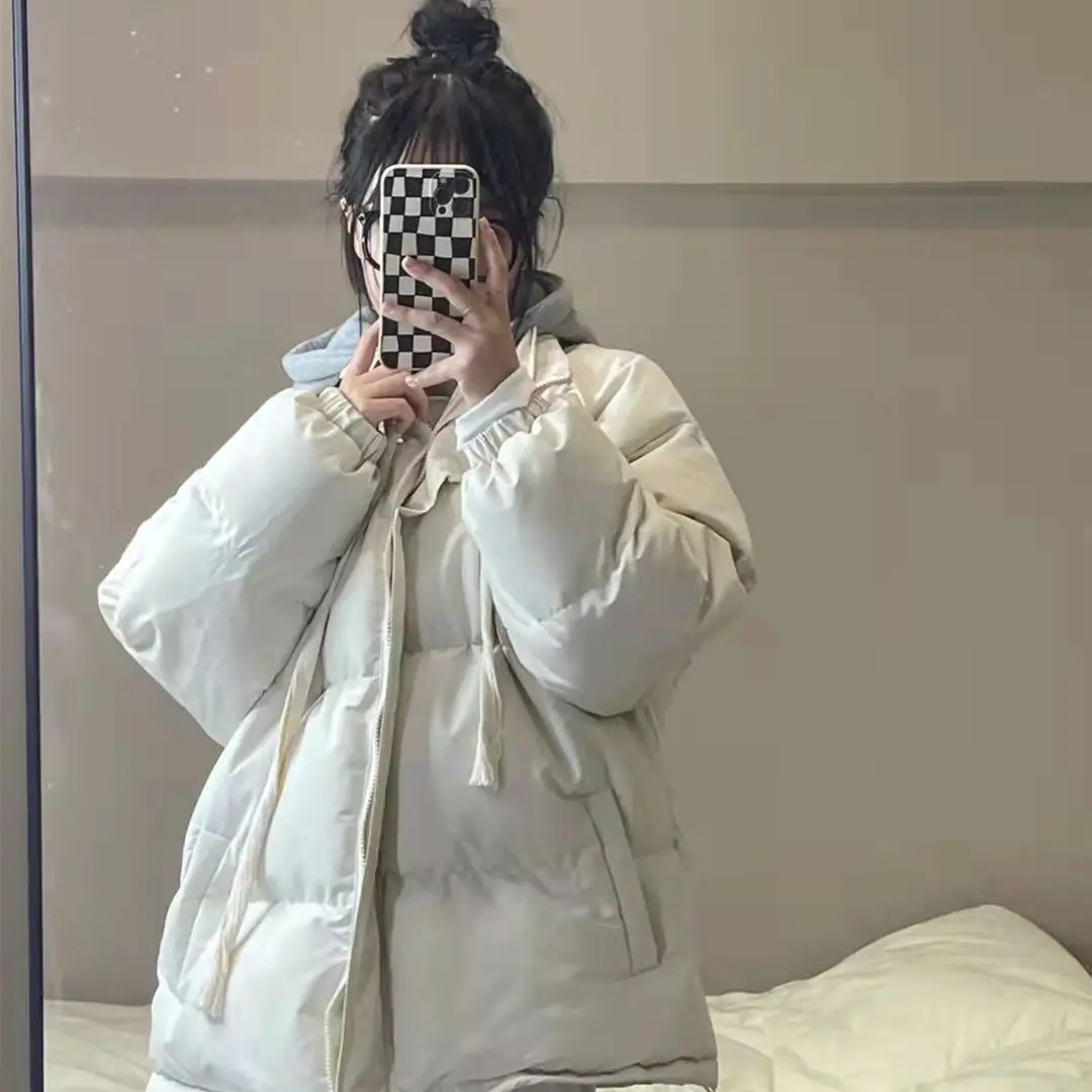 New Winter Thick Warm Fake Two Pieces Down Cotton Jacket Woman Parkas Overcoat Autumn Female Korean Loose Puffer Outerwear Black