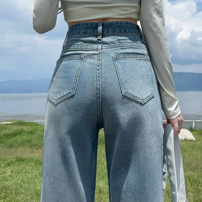 Jeans per le donne pantaloni larghi dritti dritti ad alta elasticità di moda quattro stagioni nuovissimi pantaloni in Denim di arrivo