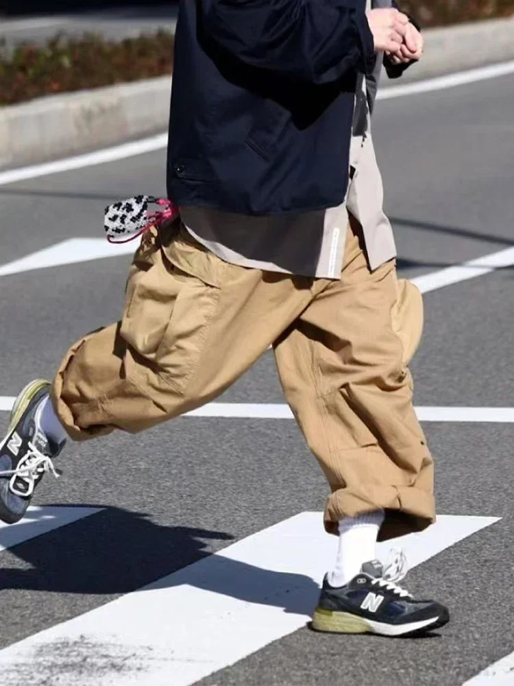 

Japanese outdoor functional optoelectronic drawstring straight tube casual pants cargo pants men Streetwear harajuku