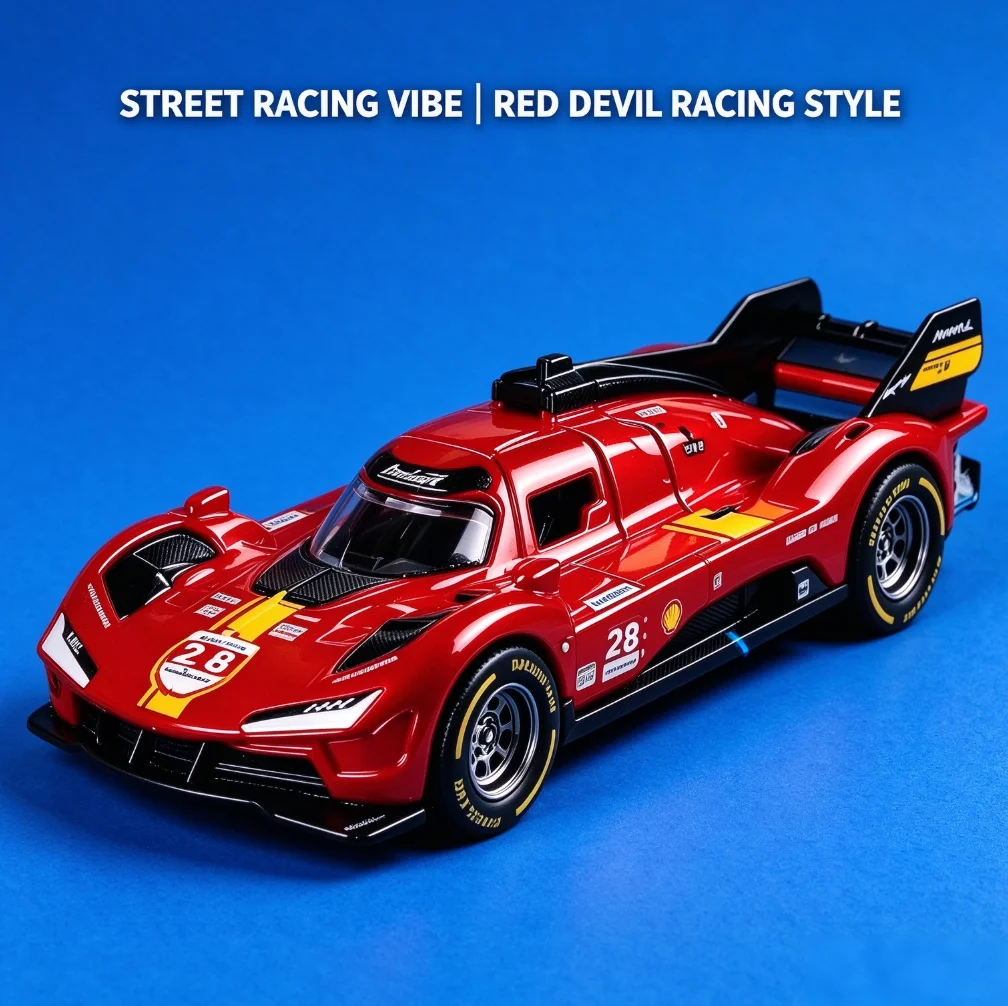 1/36 GT Endurance Racing Car Diecast Metal Replica, Race Vehicle Model Hobbyist Desktop Collectible Ornament Holiday Gift