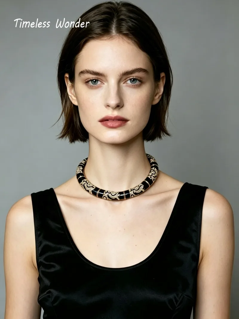 Timeless Wonder Retro Enamel Zircon Geo Pave Necklace for Women Designer Jewelry Trendy Rare Classy Neat Cute 4526