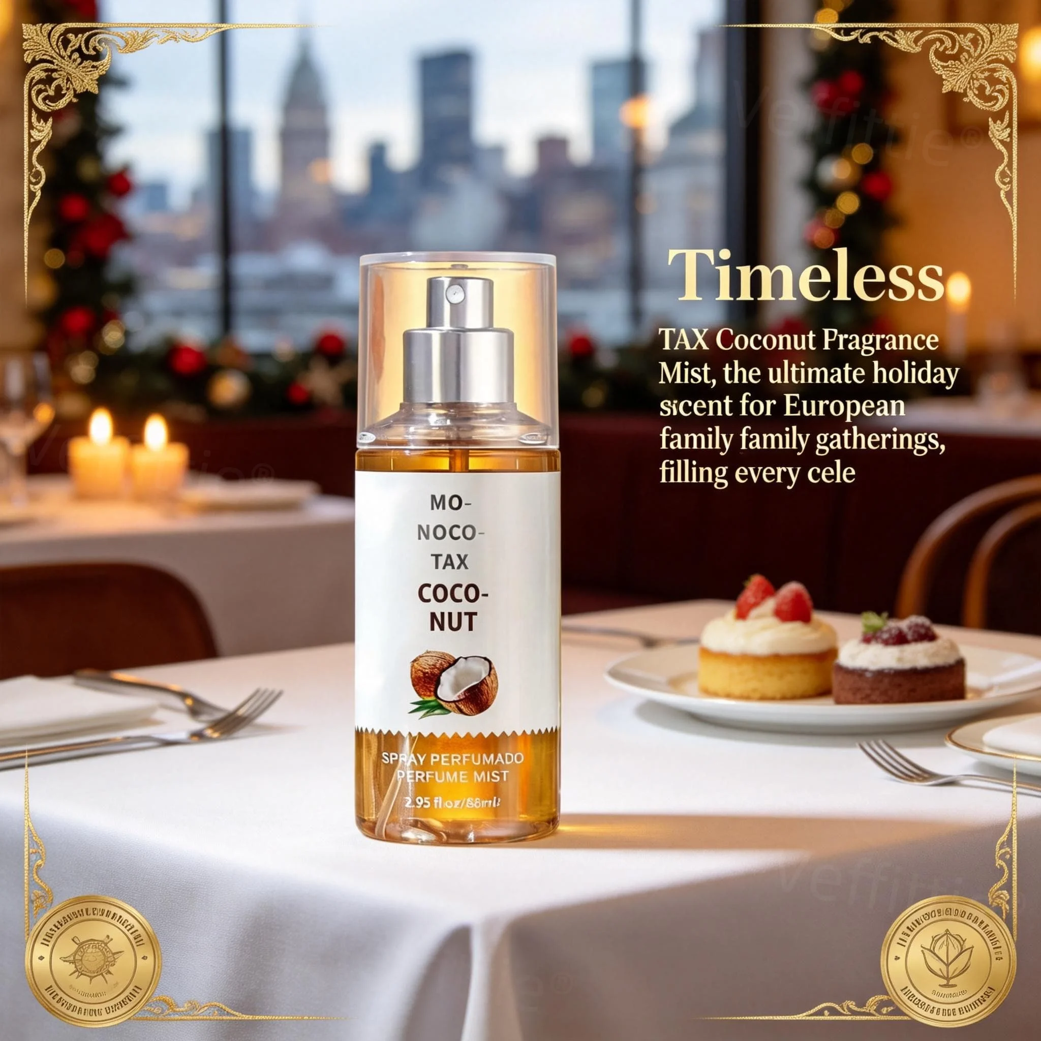 

Romantic Coconut Caramel Mist 88ml, Long Lasting Alluring Sweet Aroma, Elegant Amber Bottle, Charming Evening Rendezvous Use