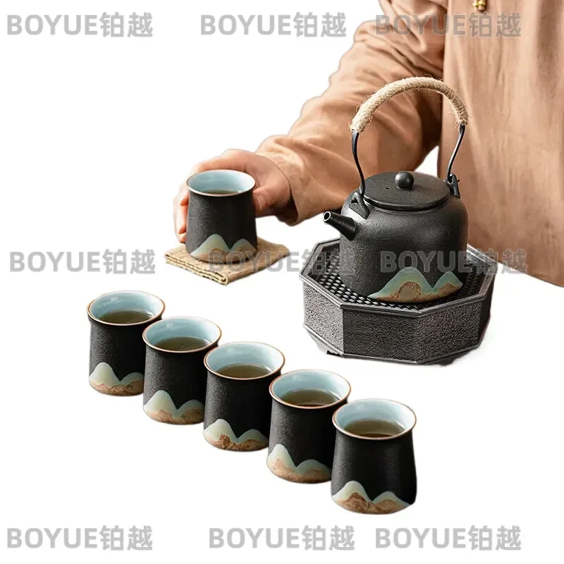 Hand Painted Ceramic Kung Fu Tea Set Traditional Chinese Landscape Teapot Cups Gift Box Elegant Porcelain Gongfu Ware