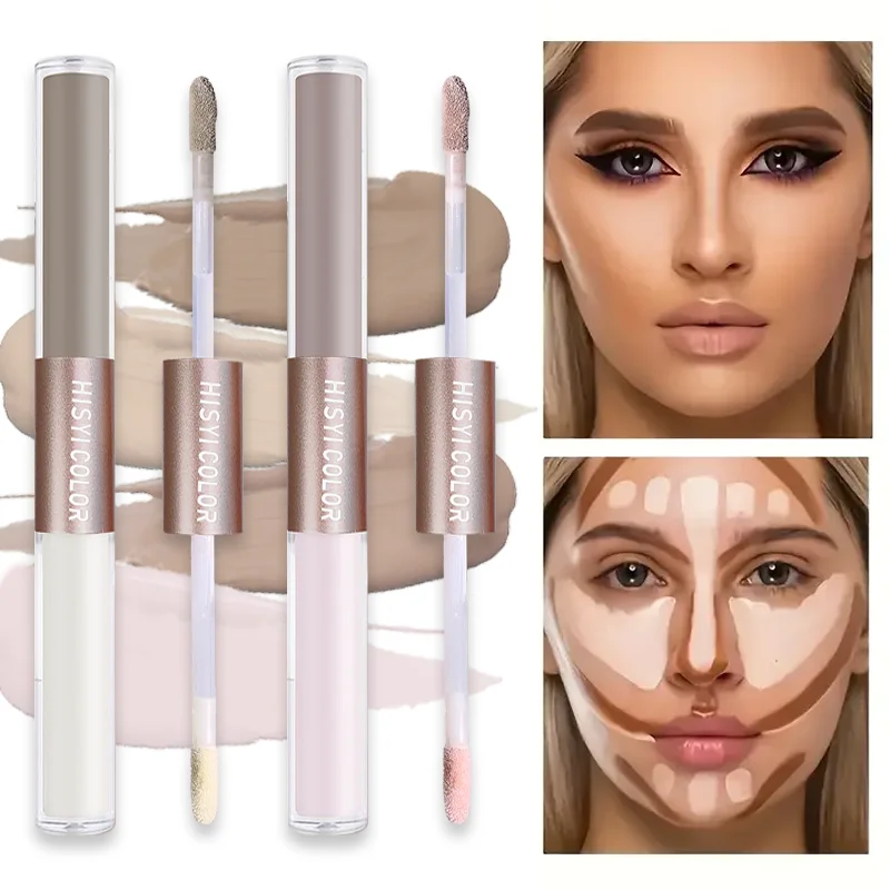 Marcador de duas cabeças para cobrir manchas faciais, à prova d'água e à prova de suor, brilho fosco, corretivo de base